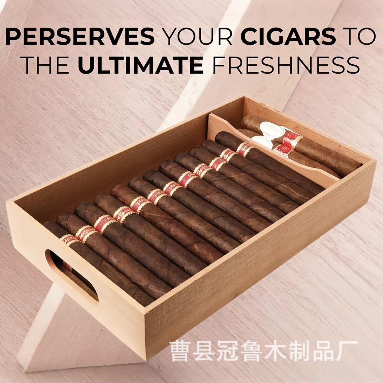 Деревянный сигарный ящик прямоугольной формы, регулируемый поднос из испанского кедра