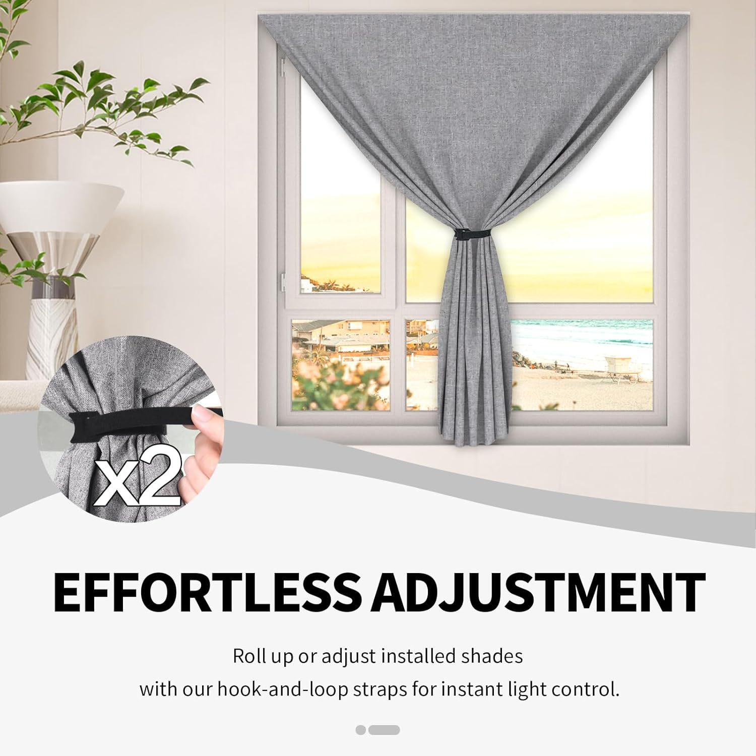 Upgraded Full Blackout Wrinkle-Free Linen Curtains Amazon Portable Sunshade Can Be Cut to Size for Heat Insulation, Sun Protection, and Cold Protection