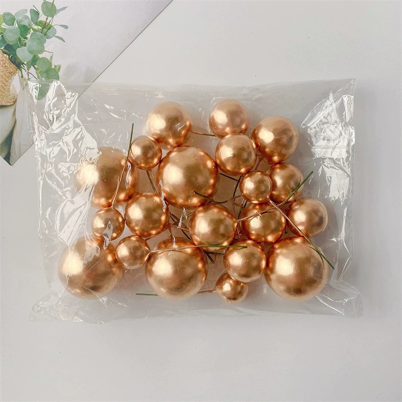 Factory Direct Sales Internet Celebrity Cake Decoration Gold Ball Silver Ball Glitter Ball Ornament Plug-In Birthday Party Dessert Table