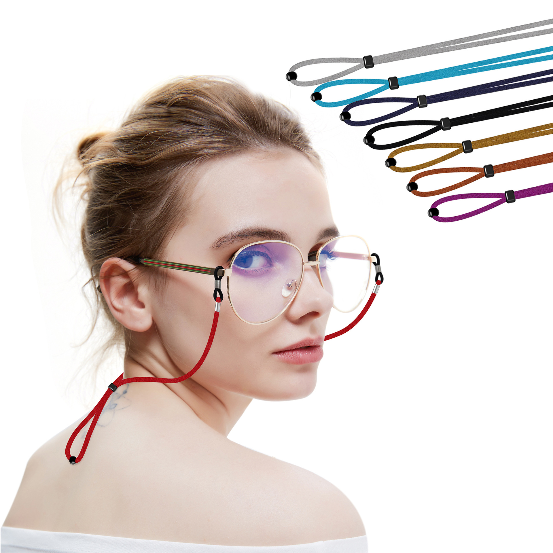 Glasses rope anti-lost rope suede cloth glasses lanyard sports adjustable glasses chain multicolor optional independent packaging