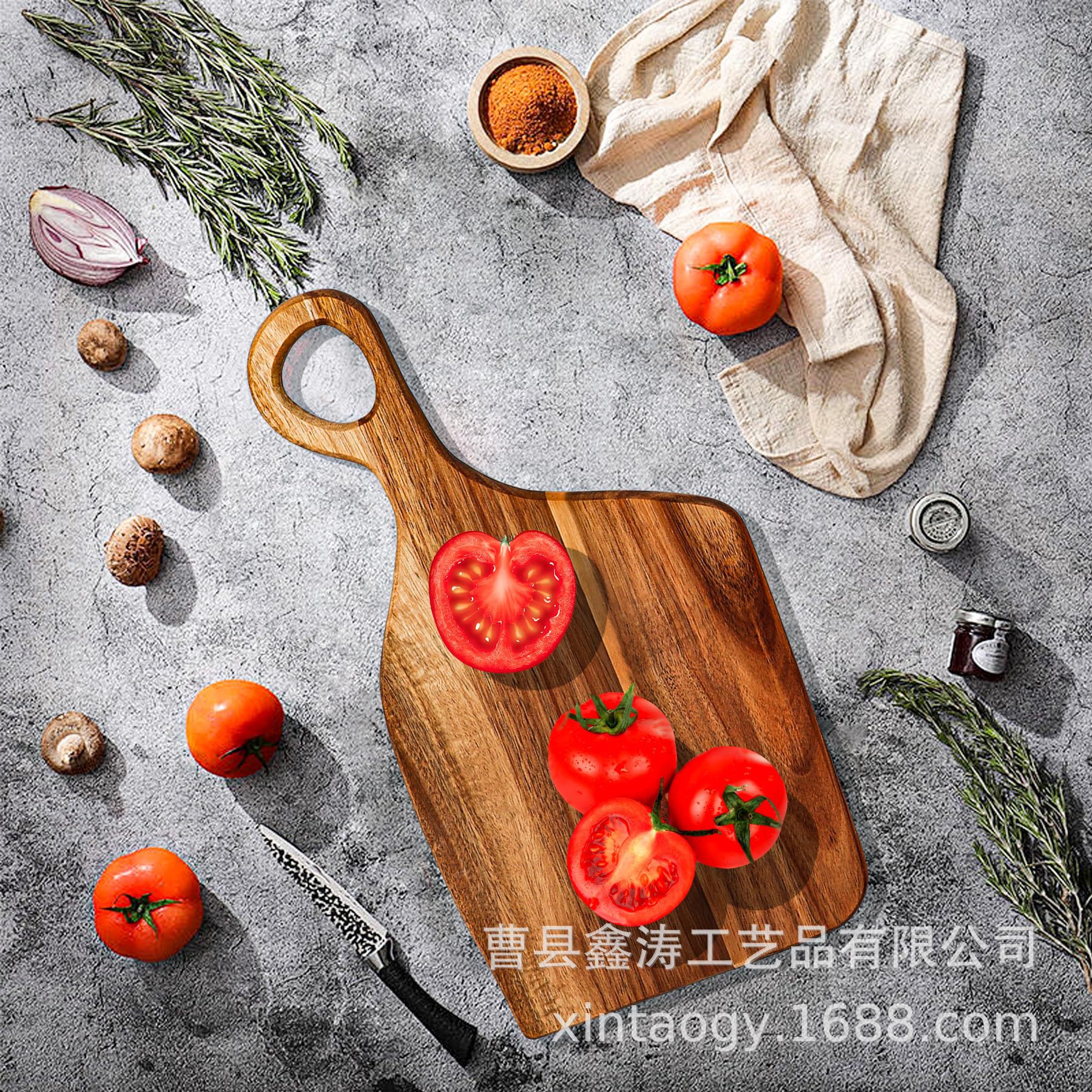 In-Stock Solid Wood Couple Tray with Handle, Kitchen Cutting Board, Food Preparation Board, Fruit Board, Wooden Steak and Bread Board