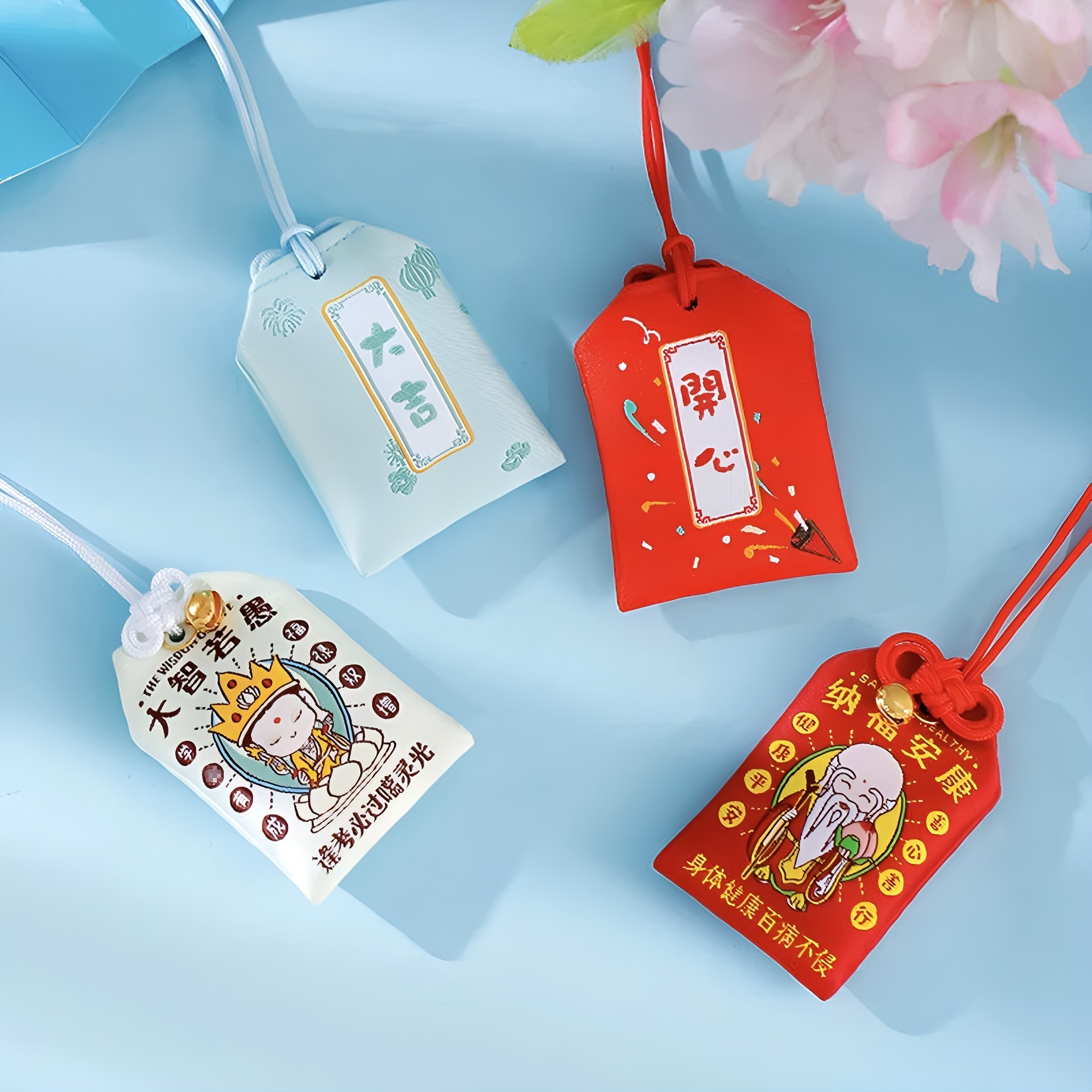 Inspirational Lucky Bag Sachet Custom Protective Sachet Cartoon Anime Embroidery Amulet Brocade Pendant Tourist Area Merchandise