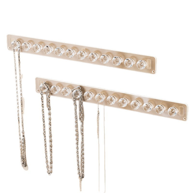 Wall-Mounted Anti-Tangle Storage Rack for Bracelets, Earrings, Necklaces, and Jewelry Storage Hooks Behind Mirror Cabinet Doors