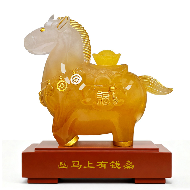 Immediately Successful Jade Zodiac Horse Year Ornament for Attracting Wealth, Suitable for Living Room, Entrance, Office Decoration, Insurance, Good Luck Gift