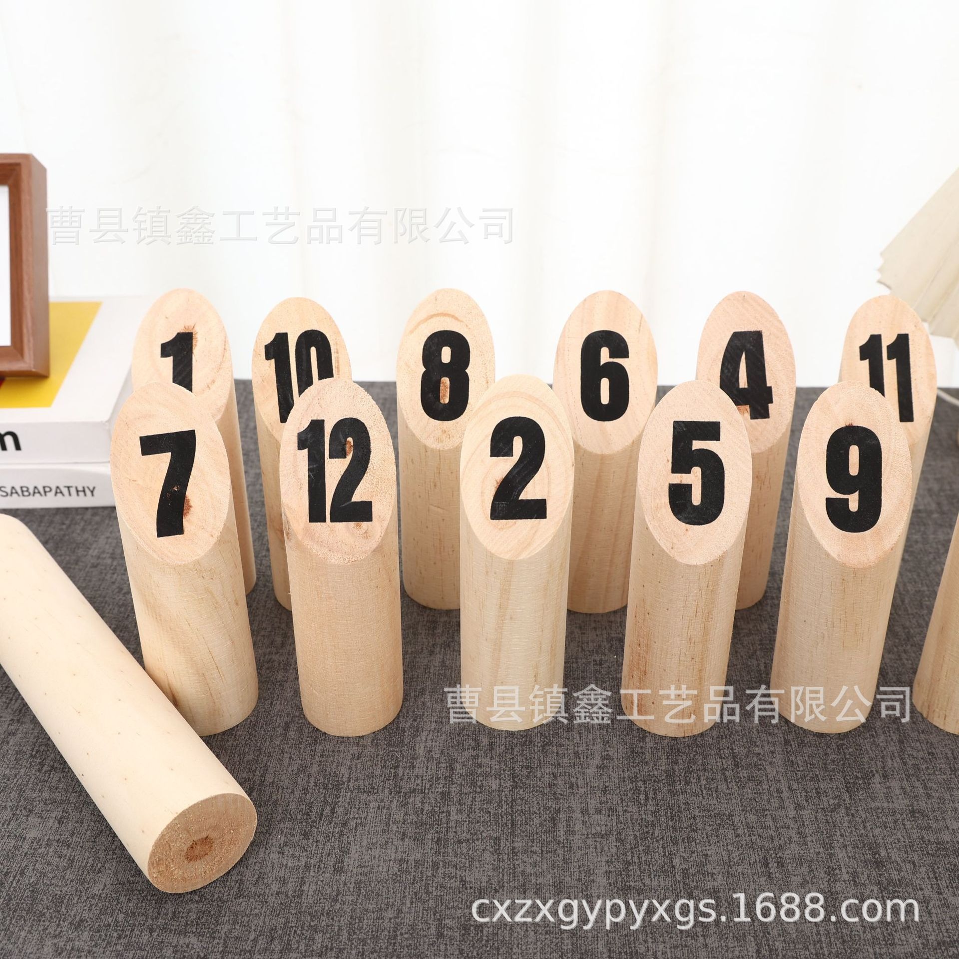 Ready-Made Wooden Outdoor Bowling Toy Finnish Pin Game Toy Wooden Children's Round Stick Bowling Toy