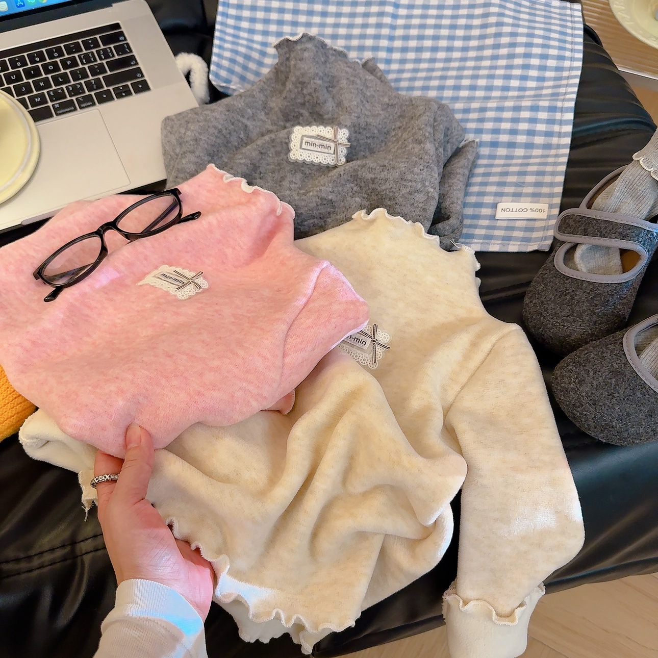 Children's Base Layer Wool Silk Thickened Base Layer Girls' Koala Fleece Thickened Honey Bud Top Round Neck Warm Wholesale