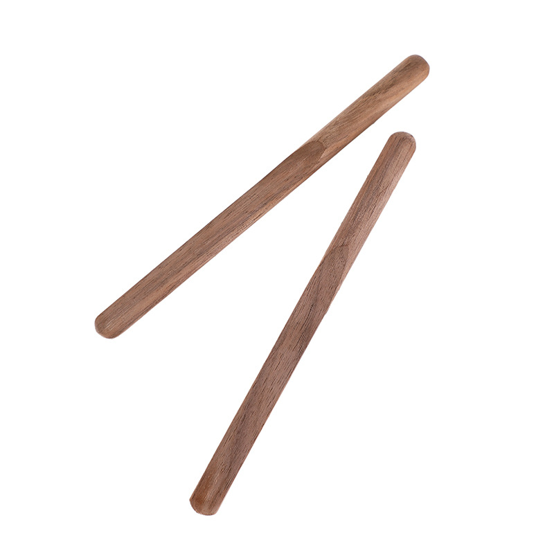 Paint-Free and Wax-Free Accessible Luxury Round Handle Black Walnut Coffee Stirring Stick Baking Dumplings Ready for Sale Wholesale with Printable Logo