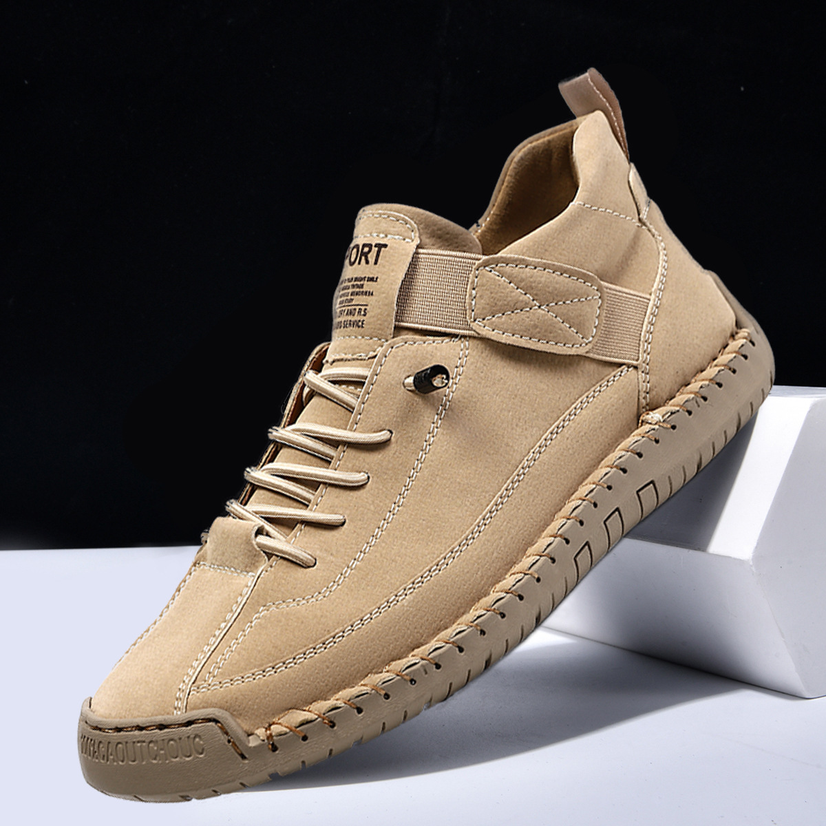 Хит продаж Amazon 2024 года, кросс-бодерные большие размеры мужской обуви, полуботинки из кожи, женская повседневная обувь, рабочие ботинки, сшитые короткие ботинки для пар