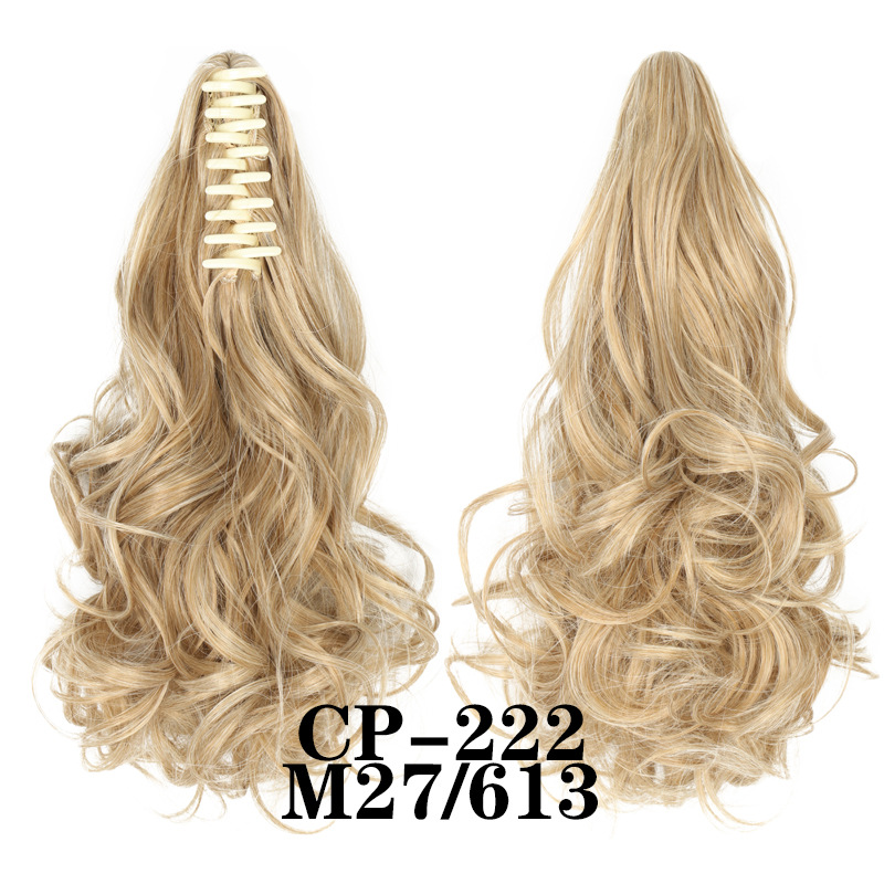 Wholesale European and American cross-border ladies wave ponytail curly hair tiger clip short hair chemical fiber high temperature silk curly grip ponytail