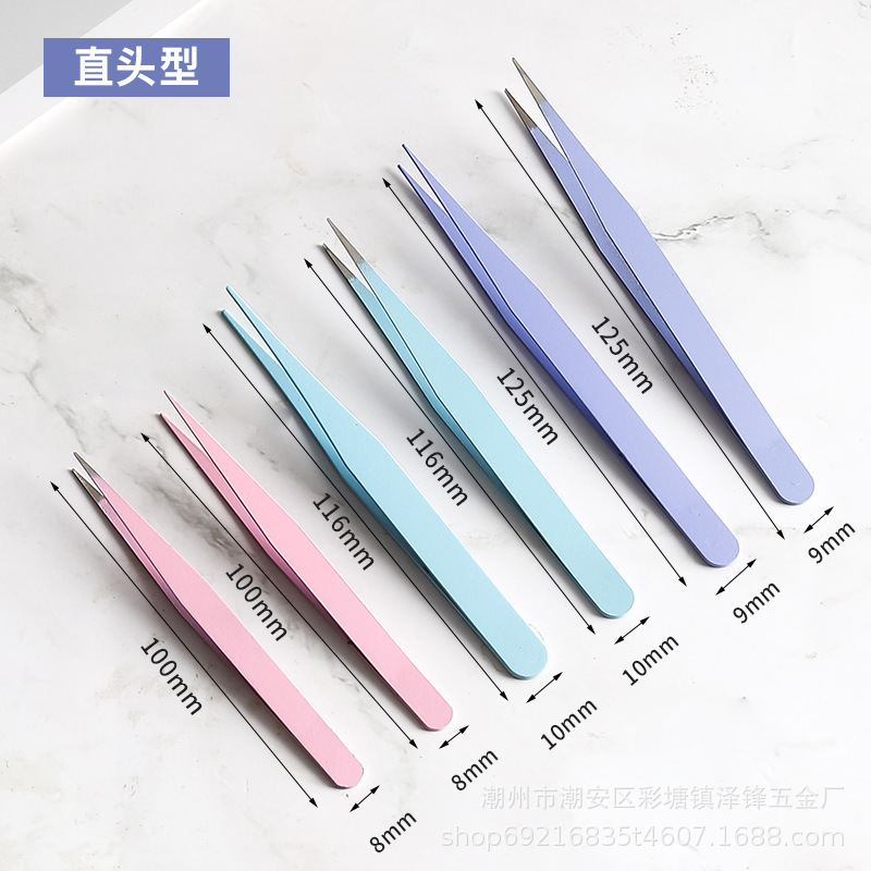 Stainless steel tweezers 9cm straight bend. Diamond painting cross stitch tool accessories gifts electronic maintenance beauty tweezers