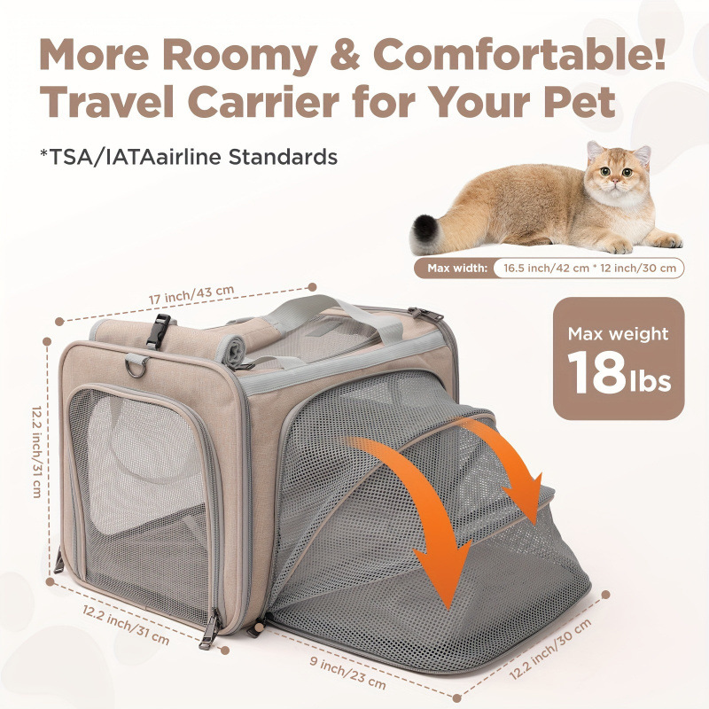 2026 New Cross-Border Aviation Certified Expandable Soft-Sided Pet Carrier