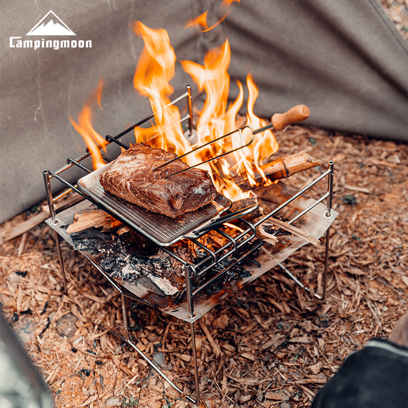 SOLO-202 Small Outdoor Camping Stainless Steel Solo Foldable Lightweight Portable Grill Burning Table