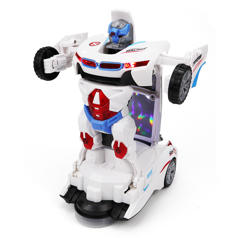 Tiktok Electric Universal Toy Car Model Deformation Rotating Robot Children's Toy Sound and Light Car Boys and Girls