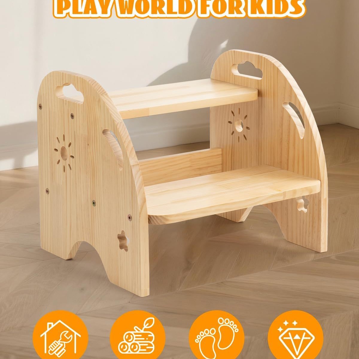 Деревянная детская подставка для ног, бинокль, двухслойная детская ступенька, мойка, туалетный стул