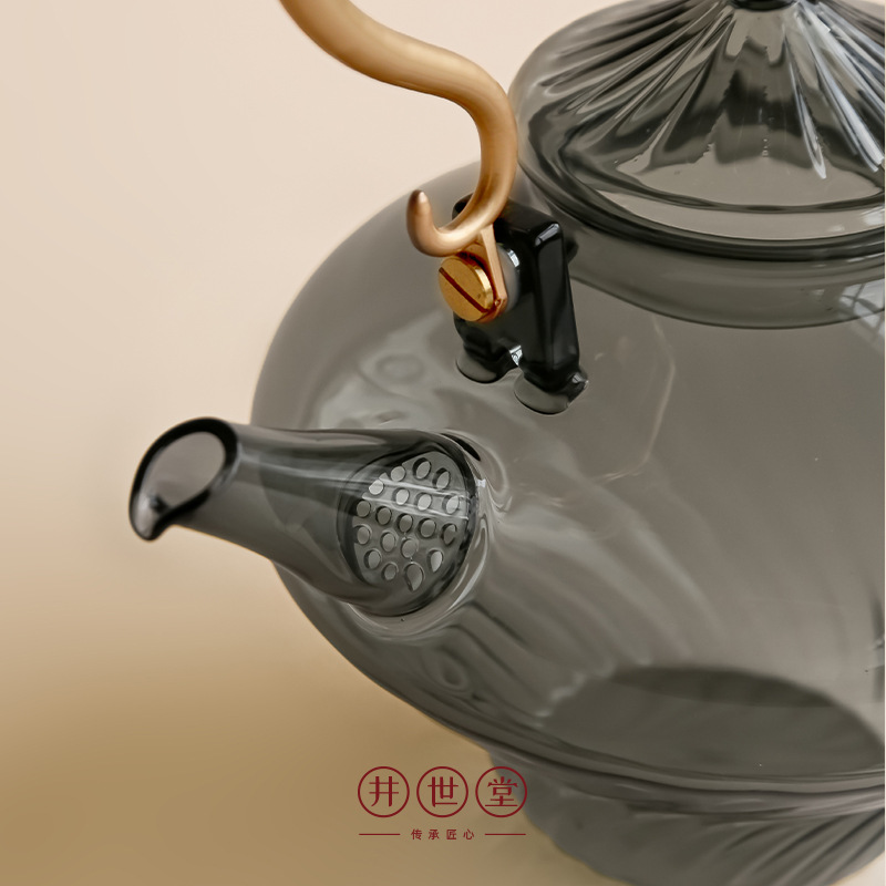 Jingshitang Namo Teapot with Handle, High Temperature Resistant Glass, Suitable for Open Flame Brewing, Flower Tea Pot, Electric Ceramic Stove Kettle, Household Tea Set