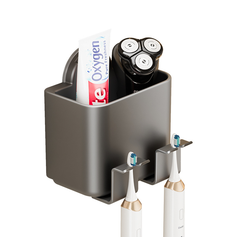 Suction Cup Toothbrush Rack Mouthwash Cup Wall-Mounted Punch-Free Bathroom Toothbrush Cup Electric Toothbrush Toothpaste Rack