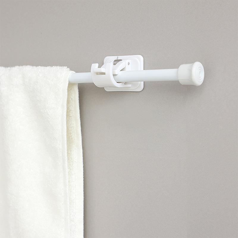 White paint punch-free curtain telescopic rod kitchen sewer shoe cabinet layered Rod bathroom curtain rod clip hook support frame