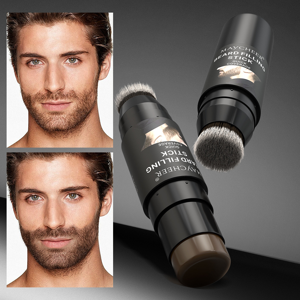 Maycheer Beard Color Replenishing Stick with Brush Head Two-In-One Waterproof Natural Thick Hair Filling Stick Cross-Border Export