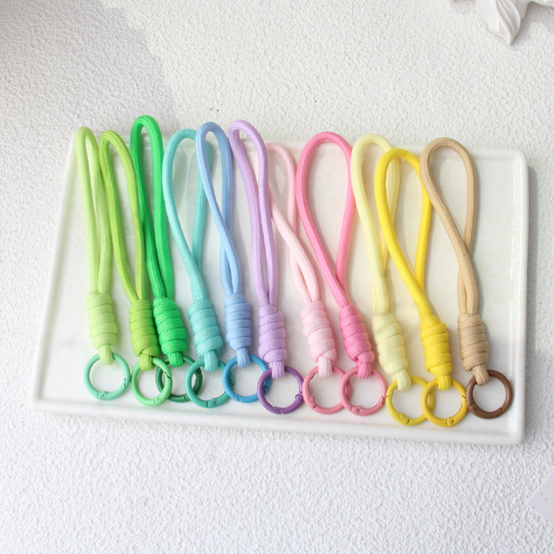Solid Color Versatile Colorful Winding Creative Mobile Phone Toy Keychain Braided Rope Pendant Anti-Lost Lanyard Accessories