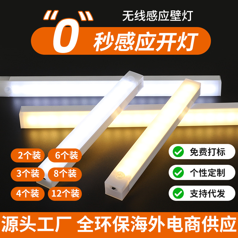 Полностью экологически чистая светодиодная лента с датчиком движения, USB перезаряжаемый светильник для гардероба, магнитный ночной свет для коридора