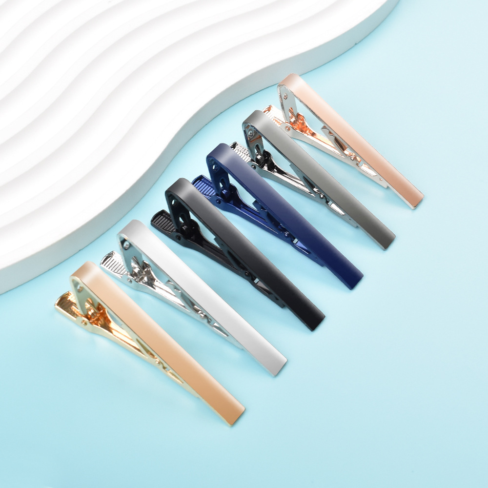 Cross-border new brass glossing shirt tie clip laser LOGO simple business men's tie clip wholesale