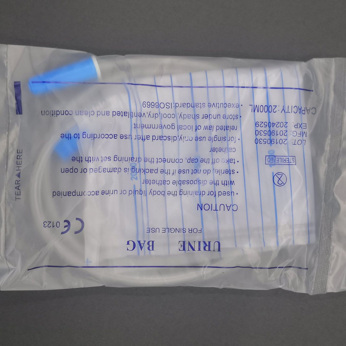 Disposable Use Adult 2000ml Urine Bag (Push-Pull Valve)