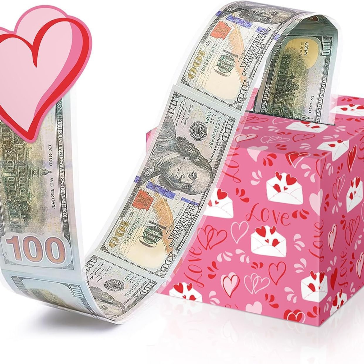 Копилка на День святого Валентина с розовой денежной сумкой, денежный подарок с поздравительной открыткой, коробка-сюрприз на День святого Валентина