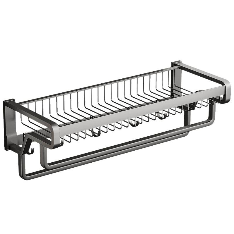 Gun Gray Bathroom Towel Rack Light Luxury Style Punch-Free Bathroom Wall-Mounted Storage Rack Toilet Bathroom Towel Rack