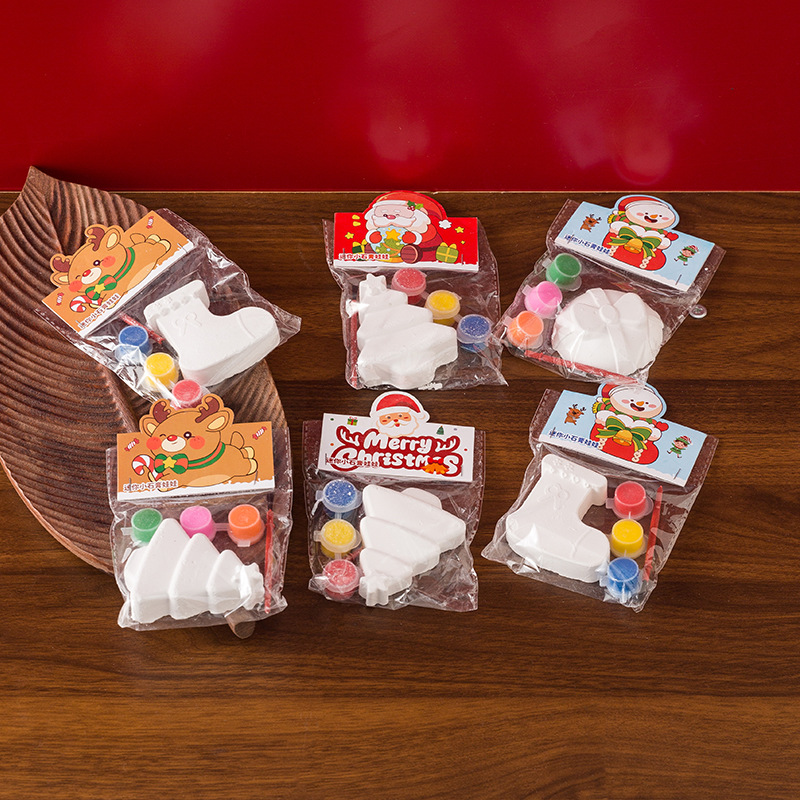 Children's Christmas Plaster Creative Handmade DIY Graffiti Bag Plaster Doll Surprise Set Reward Small Gift