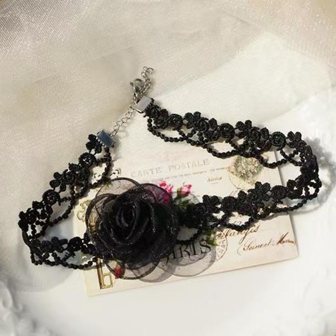 Korean Super Fairy Lace Gauze Butterfly Necklace Clavicle Chain Women's Simple Choker Neck Strap Short Necklace Women's Necklace