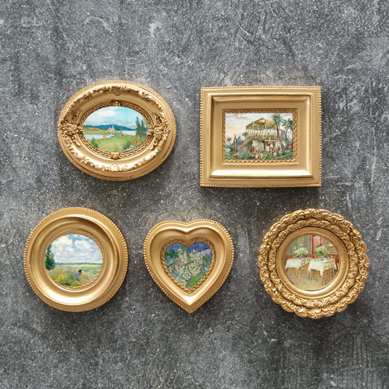 Европейский стиль, ретро золотая смоляная фоторамка, настенная декорация, креативные американские пасторальные орнаменты