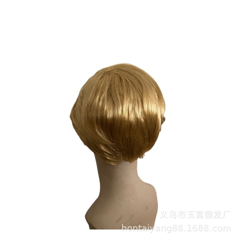 Supply European and American men's wigs blonde men's short hair men's short straight hair figure blonde wigs wholesale