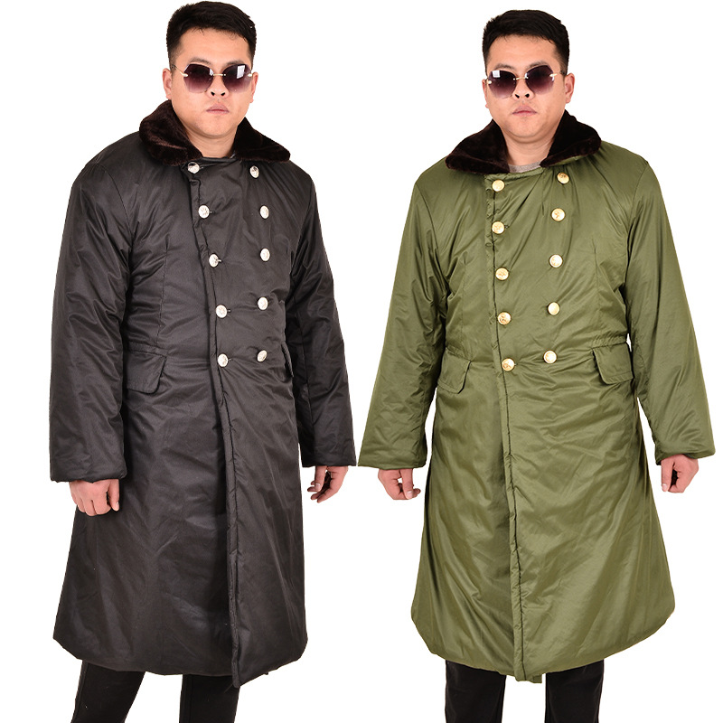 Cotton Coat Men's Mid-Length Coat Thickeneded Velvet Cotton Coat Minus 40 Degrees Cold-Proof Green Cotton Coat