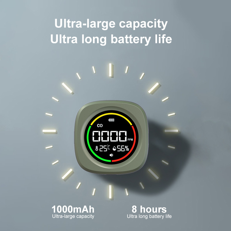 New carbon monoxide detector outdoor camping portable CO detection alarm temperature and humidity 3 in one detection