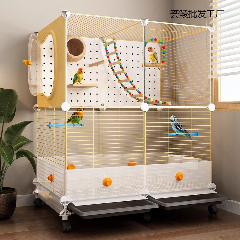 Bird Cage Splash-Proof Parrot Household Black Phoenix Tiger Skin Thrush Peony New Transparent Luxury Villa