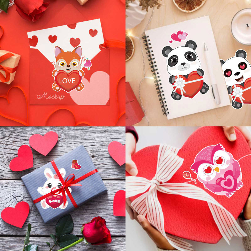 Valentine's Day Animal Love DIY Stickers Valentine's Day Party Games Children's Toys Self-Adhesive Stickers