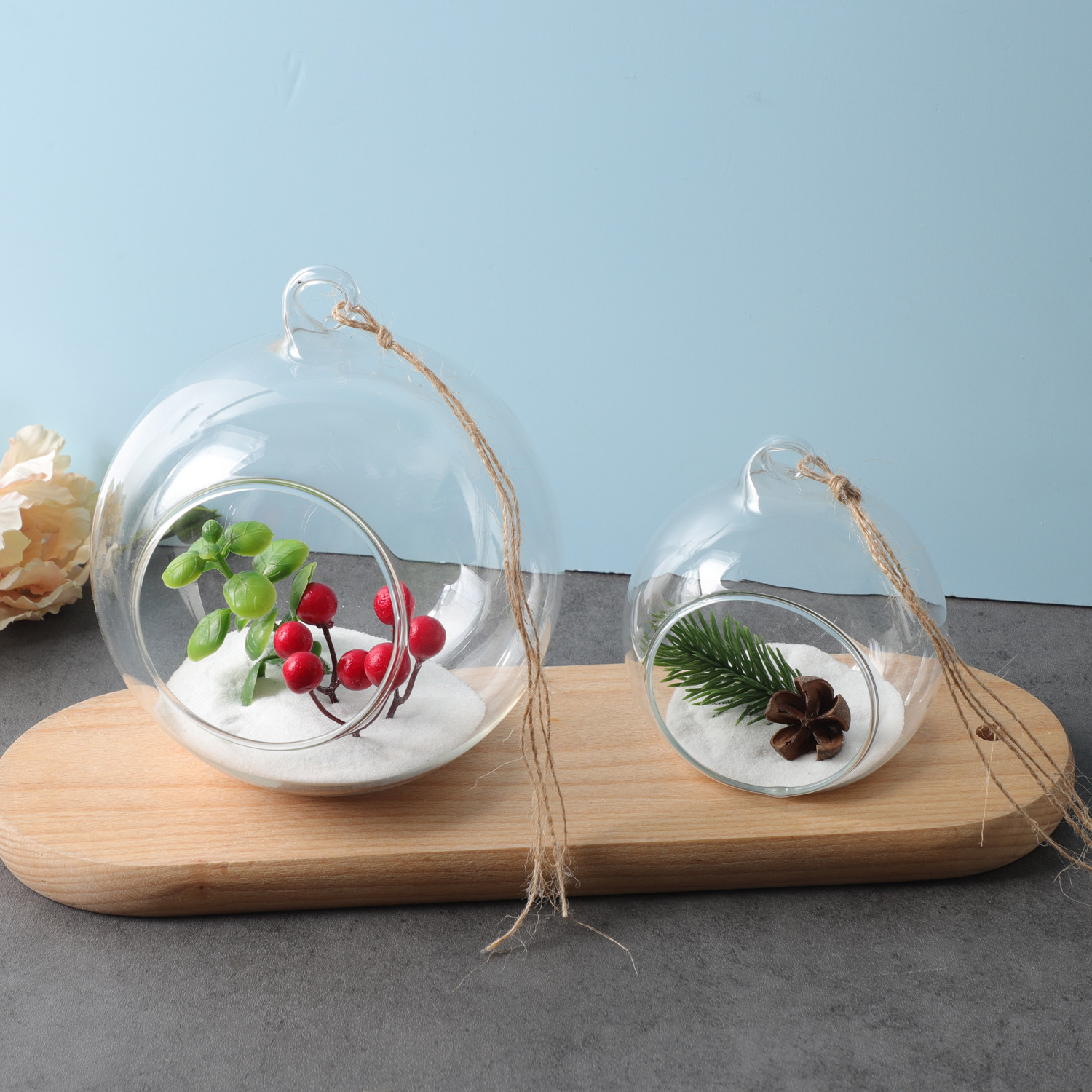 Creative Micro-Landscape Hanging Transparent Glass Vase DIY Handmade Landscaping Succulent Plant Home Decoration Ornaments