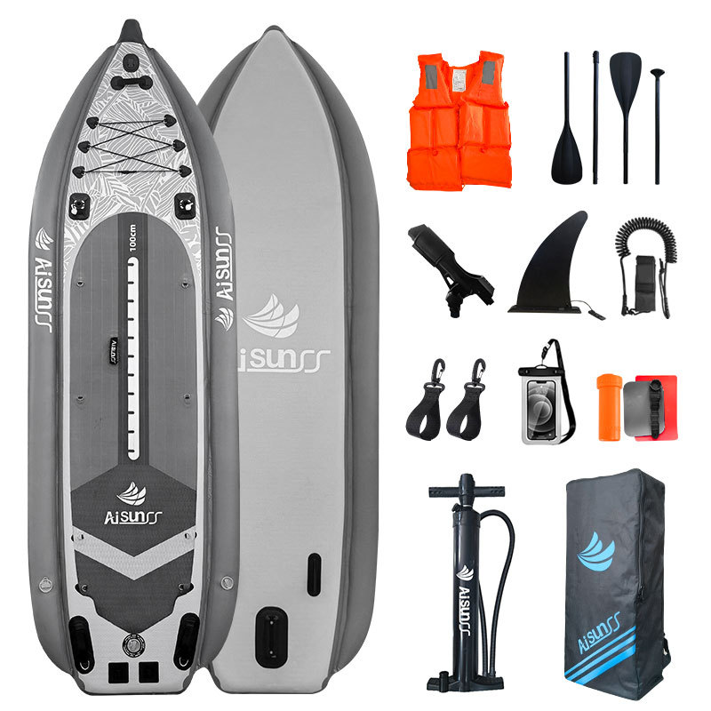 Inflatable Fishing Board, Water Lure Fishing Paddle Board, Sea Fishing Thickened Rubber Pontoon Boat, Fishing Rod Holder, Stable and Portable