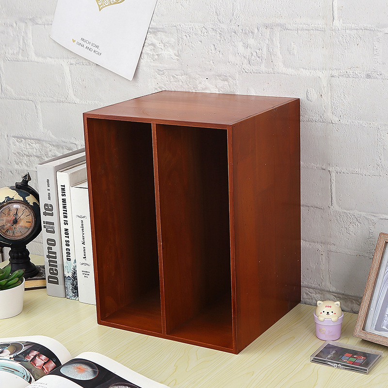 Solid Wood Retro Desktop File Organizer Office A4 Paper Book Storage Rack Document Storage Box File Rack