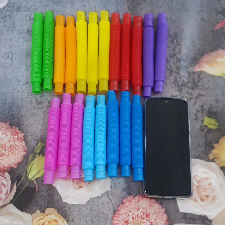Cross-border pop tube color telescopic tube plastic pipe bellows decompression vent toy manufacturers direct supply cross-border