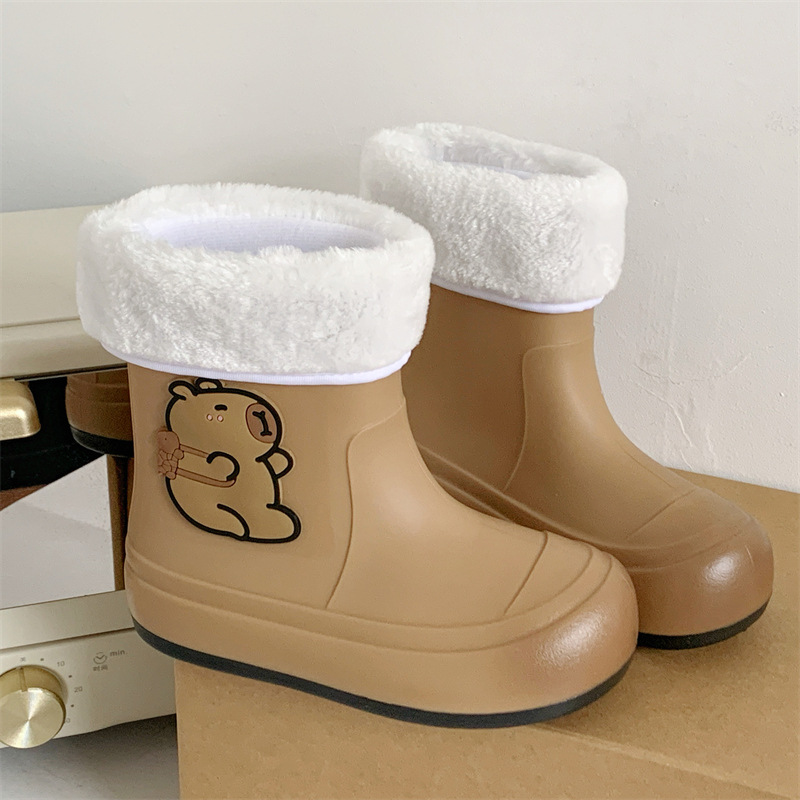 Cotton Kapibara Cute Kidsren's Rain Boots for Boys and Girls to Wear Rain Boots for Middle and Large Kidsren Waterproof and Warm Family