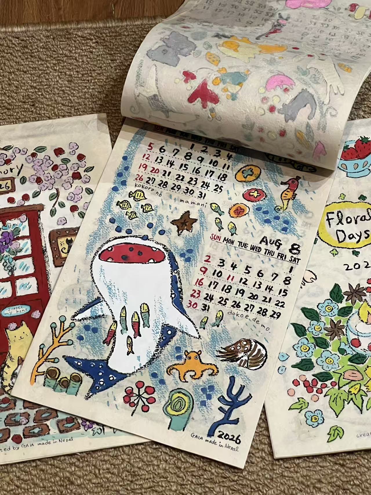 New 2026 Animal Nepal Wall Calendar Graffiti Illustration Calendar Yearly Calendar Monthly Calendar Home Wall Decoration Pendant