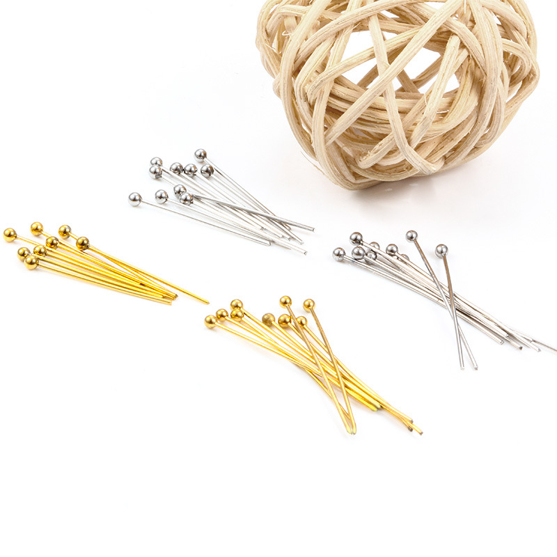 Stainless steel ball pin round pin steel color vacuum color retaining earrings necklace bracelet jewelry accessories beaded material diy