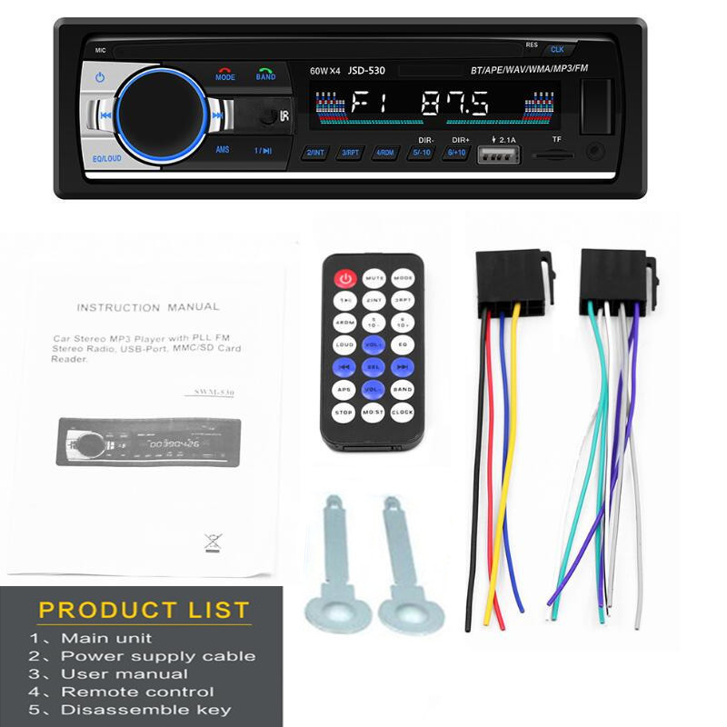 12V car radio bluetooth hands-free call car mp3 player u disk card FM radio JSD520