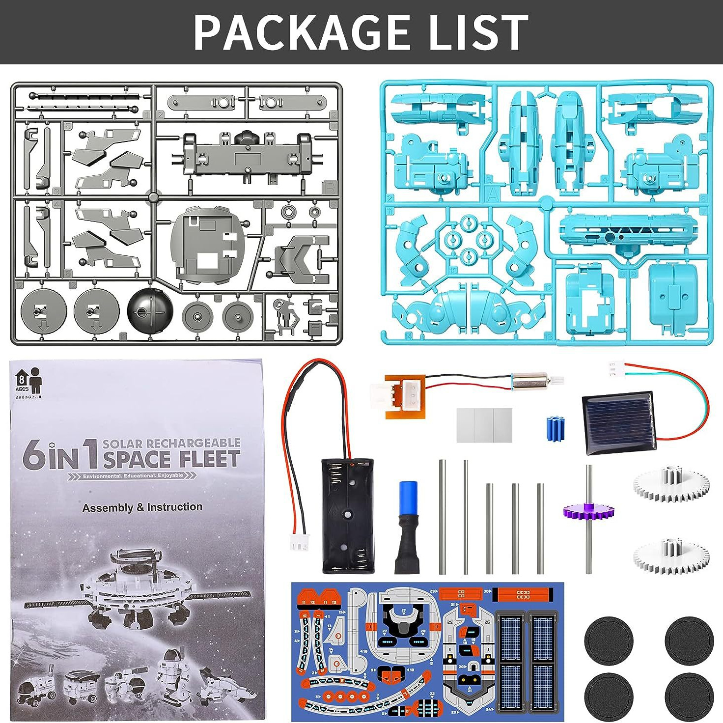 Cross-Border Hot-Selling DIY Assembly Toys Six-In-One Self-Assembled Space Solar Building Block Car 6-in-1 Intelligent Robot