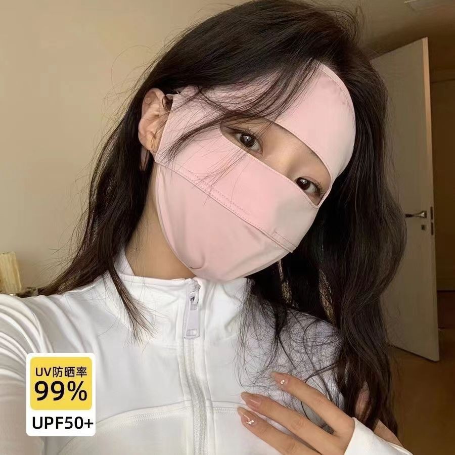 Женская маска для лица Gini с солнцезащитой, универсальная защита от УФ, летняя, тонкая из ледяного шелка