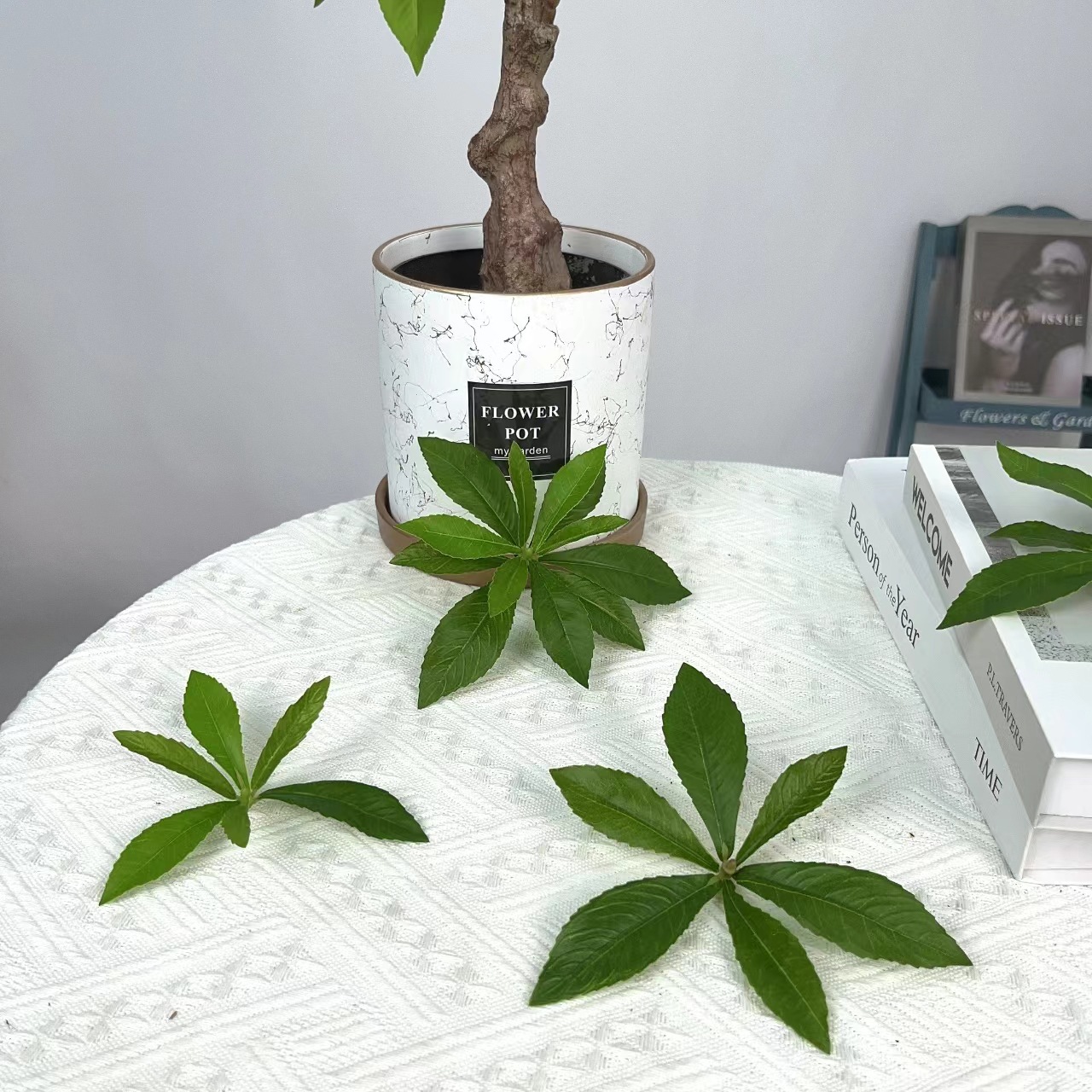 Simulated Texture Horse Drunken Tree Single Branch Scandinavian Simple Style Bionic Leaf Decoration Living Room Photography Ornaments Props