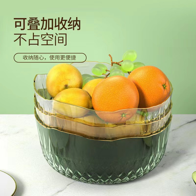 Internet Celebrity Plastic PET Fruit Bowl Phnom Penh Hammer Pattern Salah Bowl Household Commercial snack Plate Transparent Fruit Plate Wedding Celebration
