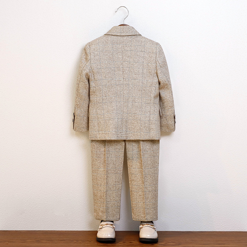 Children's autumn and winter suit British plaid suit vest suit boy's birthday year-old flower girl dress host performance costume