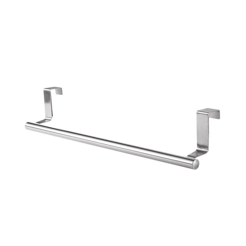 Factory in stock Stainless Steel Single-pole Towel Rack Kitchen Bathroom Punch-free Towel Hanging Pole Cabinet Door Back Hanging Rack
